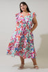 Kivia Blossom Fairness Poplin Surplice Midi Dress Curve